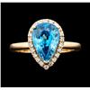 Image 2 : 3.98 ctw Blue Topaz and Diamond Ring - 14KT Rose Gold