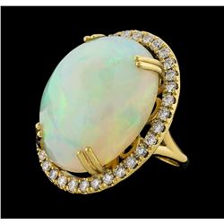 25.20 ctw Opal and Diamond Ring - 14KT Yellow Gold