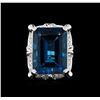 Image 2 : 34.56 ctw Blue Topaz and Diamond Ring - 14KT White Gold