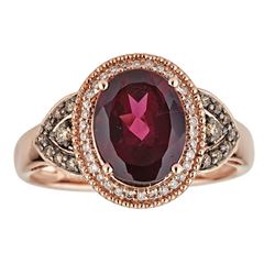 2.80 ctw Rhodolite and Diamond Ring - 14K Rose Gold