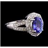 Image 1 : 1.79 ctw Tanzanite and Diamond Ring - 14KT White Gold