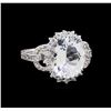 Image 1 : 4.27 ctw Aquamarine and Diamond Ring - 14KT White Gold
