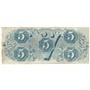 Image 2 : 1863 $5 The Confederate States of America Note T-60 CC