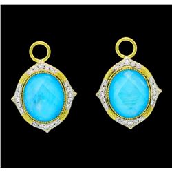 2.50 ctw Blue Quartz and Diamond Earring Jackets - 18KT Yellow Gold