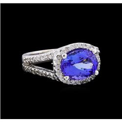 3.77 ctw Tanzanite and Diamond Ring - 14KT White Gold