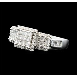 1.00 ctw Diamond 3-Square Ring - 10KT White Gold