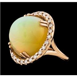 20.70 ctw Opal and Diamond Ring - 14KT Rose Gold