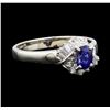 Image 1 : 0.74 ctw Sapphire and Diamond Ring - Platinum