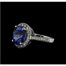 5.03 ctw Tanzanite and Diamond Ring - 14KT White Gold