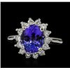 Image 2 : 3.54 ctw Tanzanite and Diamond Ring - 14KT White Gold