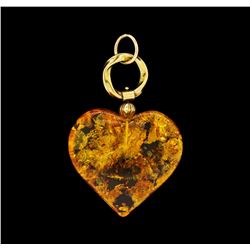 Amber Pendant and Bracelet - 18KT Yellow Gold