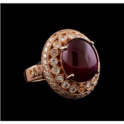 12.84 ctw Ruby and Diamond Ring - 14KT Rose Gold