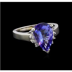 3.62 ctw Tanzanite and Diamond Ring - 14KT White Gold