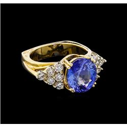 6.35 ctw Tanzanite and Diamond Ring - 14KT Yellow Gold