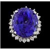 Image 2 : 22.03 ctw Tanzanite and Diamond Ring - 14KT White Gold