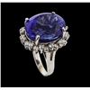 Image 4 : 22.03 ctw Tanzanite and Diamond Ring - 14KT White Gold