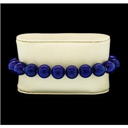 Silver Bead Bracelet with Diamond Clasp