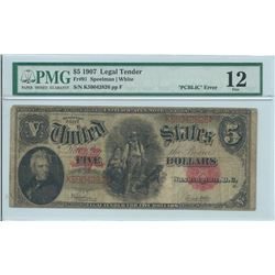 1907 $5 Woodchopper Pioneer Legal Tender Note