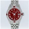 Image 1 : Rolex Stainless Steel Red Roman Diamond and Ruby DateJust Ladies Watch