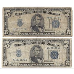 1934 $5 Silver Certificate Currency Lot of 2