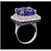 Image 4 : GIA Cert 16.92 ctw Tanzanite and Diamond Ring - 14KT White Gold