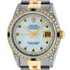 Image 1 : Rolex Mens Two Tone Diamond Lugs Mother Of Pearl Emerald and Diamond Datejust Wr