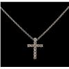 Image 1 : 0.35 ctw Diamond Cross Pendant With Chain - 14KT White Gold