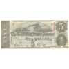 Image 1 : 1863 $5 The Confederate States of America Note T-60 CC