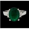 Image 2 : 3.73 ctw Emerald and Diamond Ring - 14KT White Gold