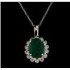 Image 2 : 5.87 ctw Emerald and Diamond Pendant With Chain - 14KT White Gold