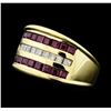 Image 1 : 0.50 ctw Ruby and Diamond Ring - 14KT Yellow Gold