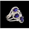 Image 1 : 14KT White Gold 2.64 ctw Sapphire and Diamond Ring