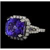 Image 1 : 9.62 ctw Tanzanite and Diamond Ring - 14KT White Gold