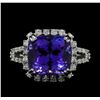 Image 2 : 9.62 ctw Tanzanite and Diamond Ring - 14KT White Gold