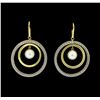 Image 1 : David Yurman Circle Earrings with Pearls - Sterling Silver and 18KT Yellow Gold