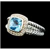 Image 1 : David Yurman Petite Albion Blue Topaz and Diamond Ring - Sterling Silver