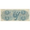 Image 2 : 1863 $5 The Confederate States of America Note T-60 CC