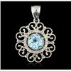 Image 1 : 14KT White Gold 3.50 ctw Blue Topaz & Diamond Pendant
