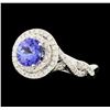 Image 1 : 1.59 ctw Tanzanite and Diamond Ring - 14KT White Gold