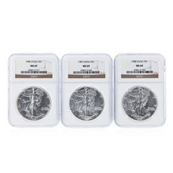 1986-1991 NGC MS69 $1 American Silver Eagle Coin Set