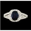 Image 2 : 1.1 ctw Sapphire and Diamond Ring - 14KT White Gold