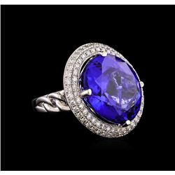 18KT White Gold GIA Certified 30.19 ctw Tanzanite and Diamond Ring