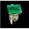 Image 4 : 9.40 ctw Emerald and Diamond Ring - 18KT White Gold