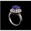 Image 4 : 3.50 ctw Tanzanite and Diamond Ring - 14KT White Gold