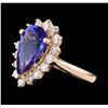 Image 1 : 3.82 ctw Tanzanite and Diamond Ring - 14KT Rose Gold