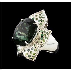 12.97 ctw Tourmaline and Diamond Ring - 18KT White Gold