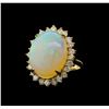 Image 1 : 9.37 ctw Opal and Diamond Ring - 14KT Yellow Gold