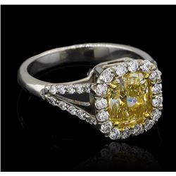 2.59 ctw Fancy Yellow Diamond Ring - Platinum