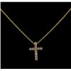 Image 1 : 0.34 ctw Diamond Cross Pendant With Chain - 14KT Yellow Gold