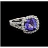 Image 1 : 3.65 ctw Tanzanite and Diamond Ring - 14KT White Gold